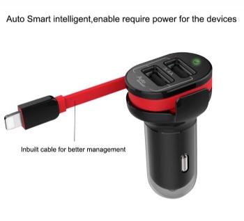  MC-002 Quick charge 5v 3.4A smart car charger and retractable car charger 	